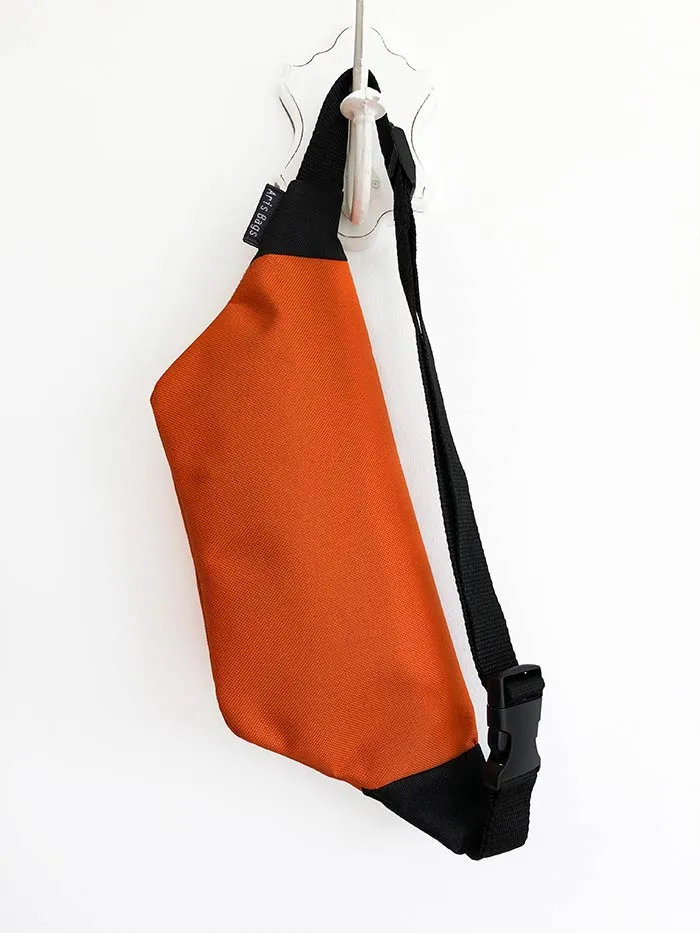 Orange Urban Sling Bag, Vegan Ches Bag Fanny Pack, Unisex Zippered Belt Bag