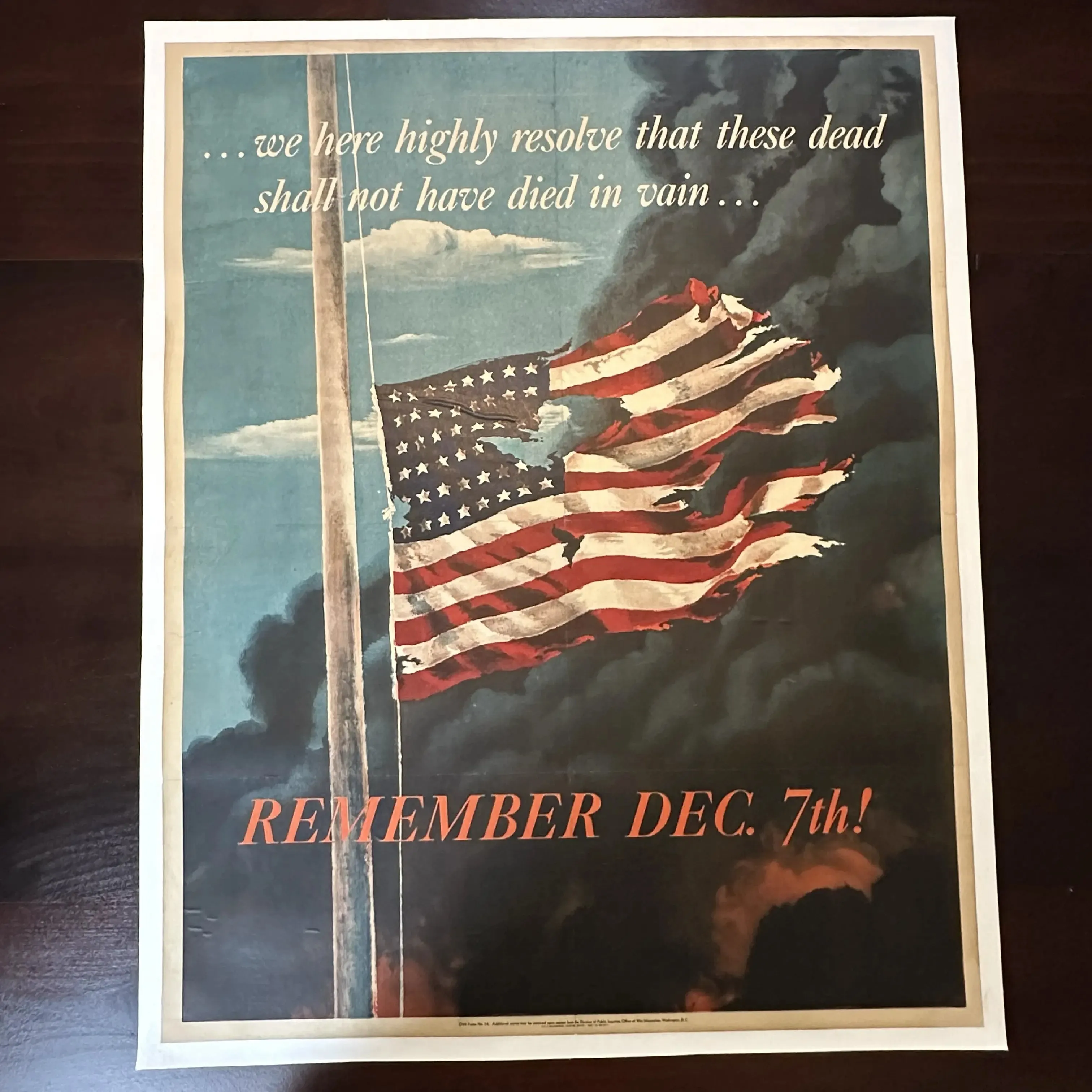 Original "Remember Dec. 7th!" WWII Posters — Linen backed — Two sizes, one very large