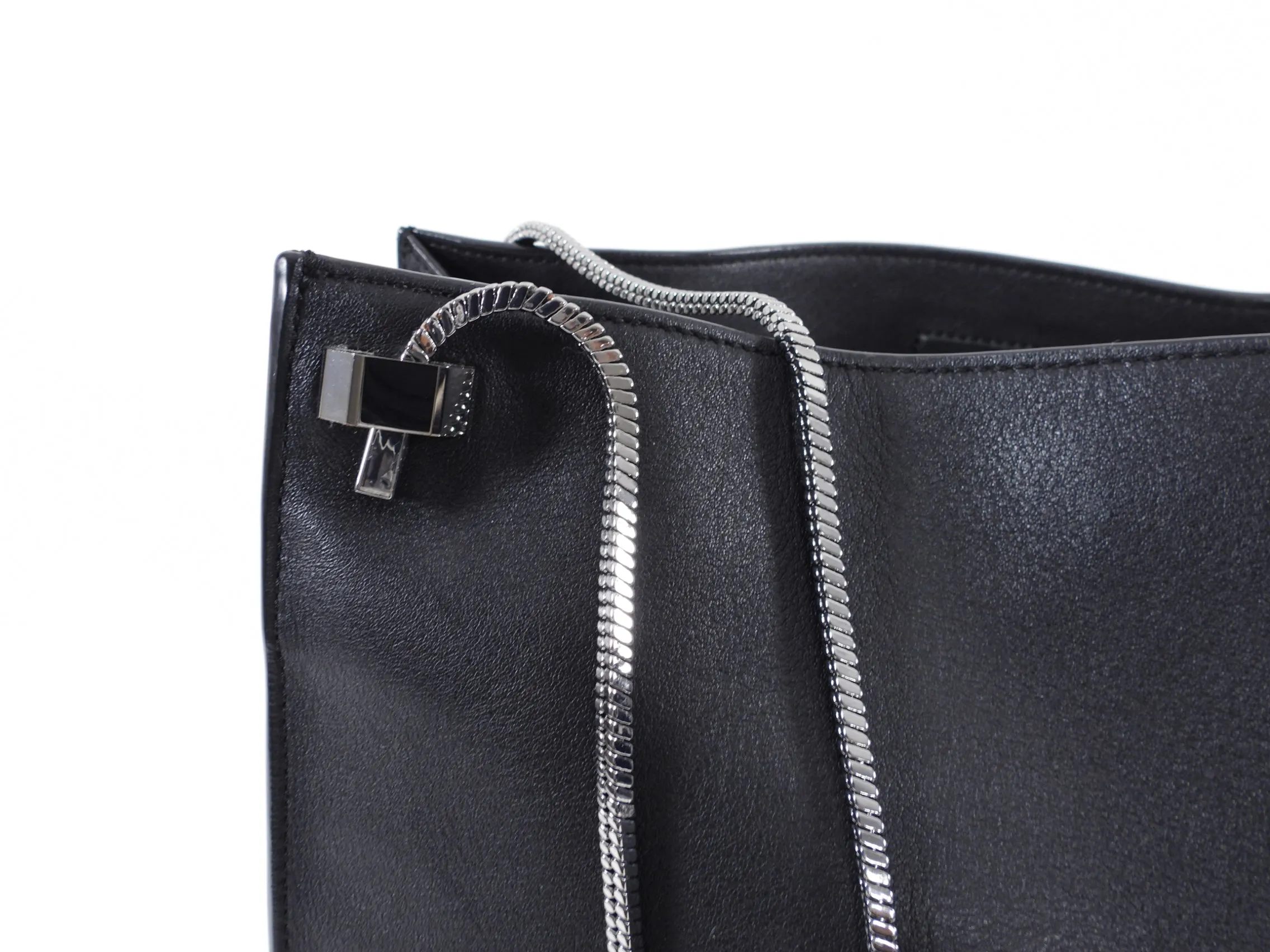 Phillip Lim Black Leather Soleil Tote Bag with Metal Straps