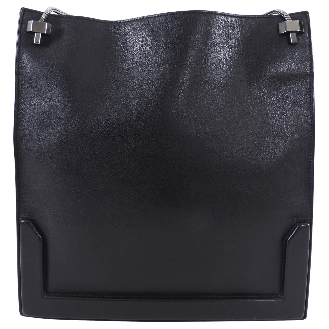 Phillip Lim Black Leather Soleil Tote Bag with Metal Straps