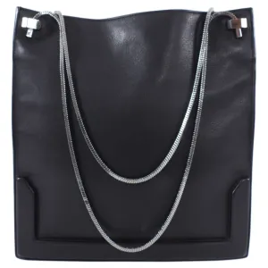 Phillip Lim Black Leather Soleil Tote Bag with Metal Straps