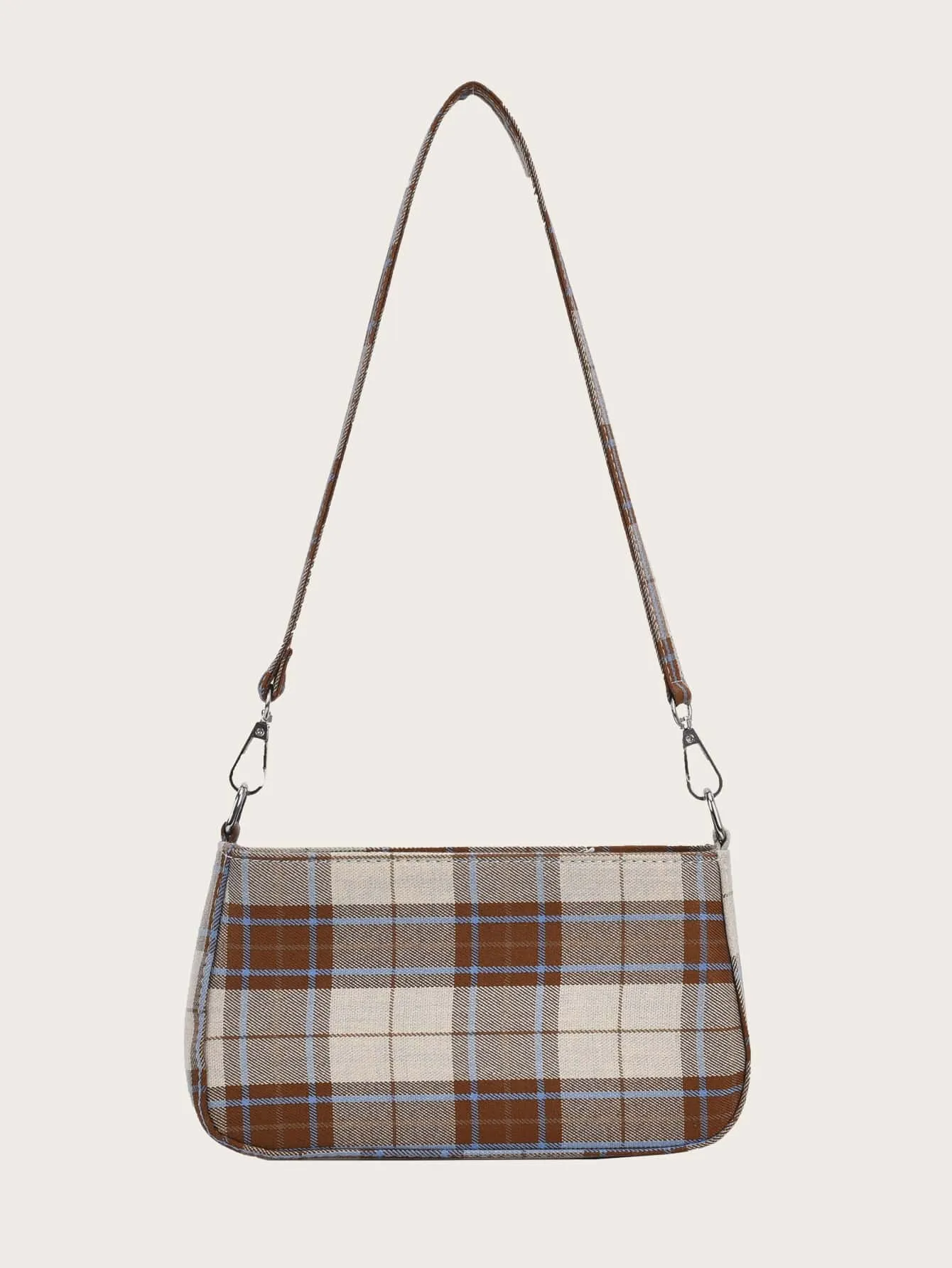 Plaid Graphic Baguette Bag