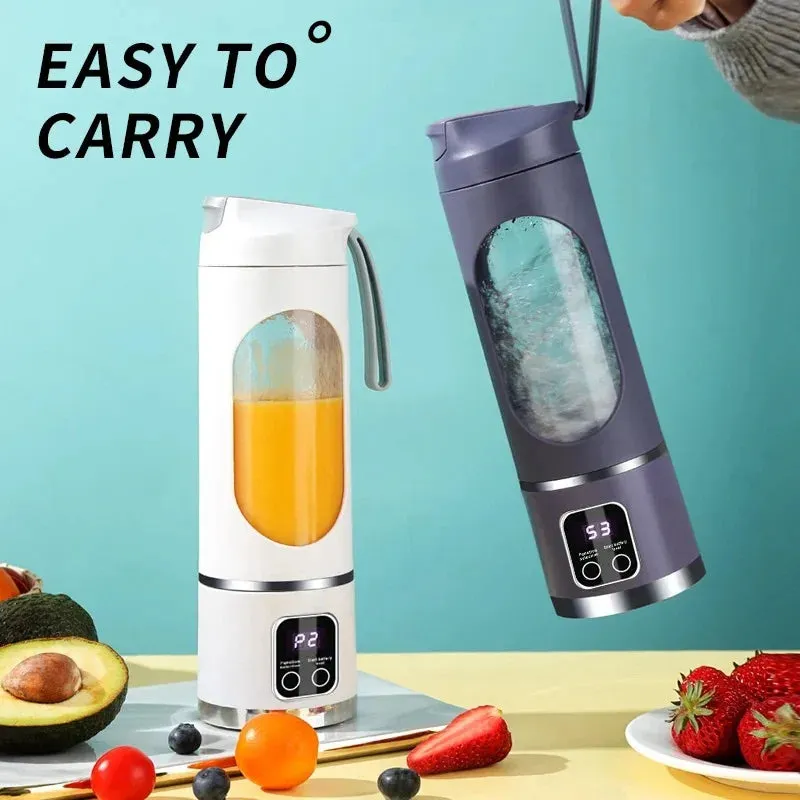 Portable Fruit Juicer 450ml Capacity 8 Blades 3 Gears USB Rechargeable Blender Ice Crusher for Shakes and Smoothies Juicer Cup