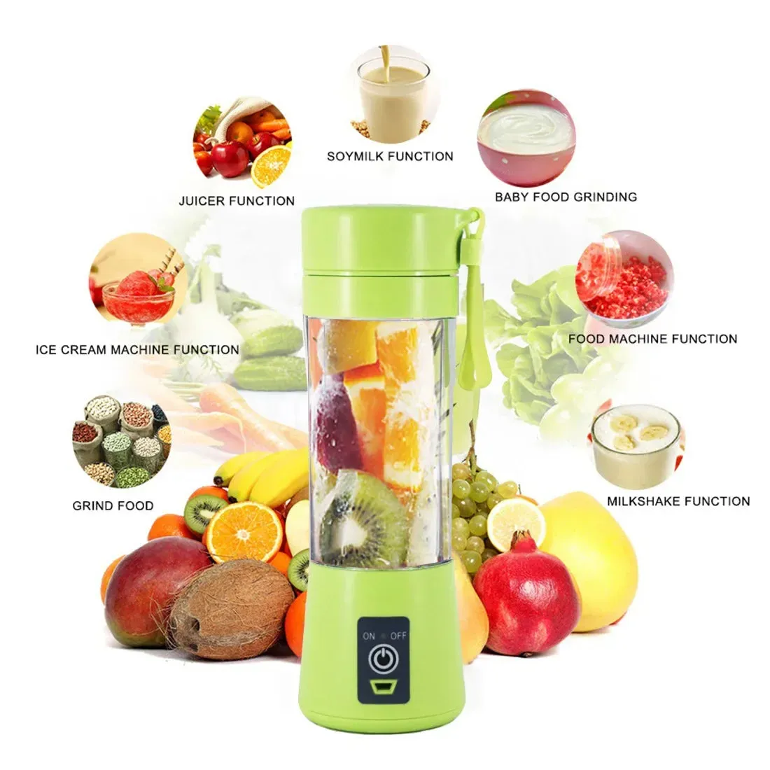 Portable Juicer Blender, USB Travel Juice Cup Baby Food Mixing Machince with Updated 6 Blades with Powerful Motor 4000mAh Rechar