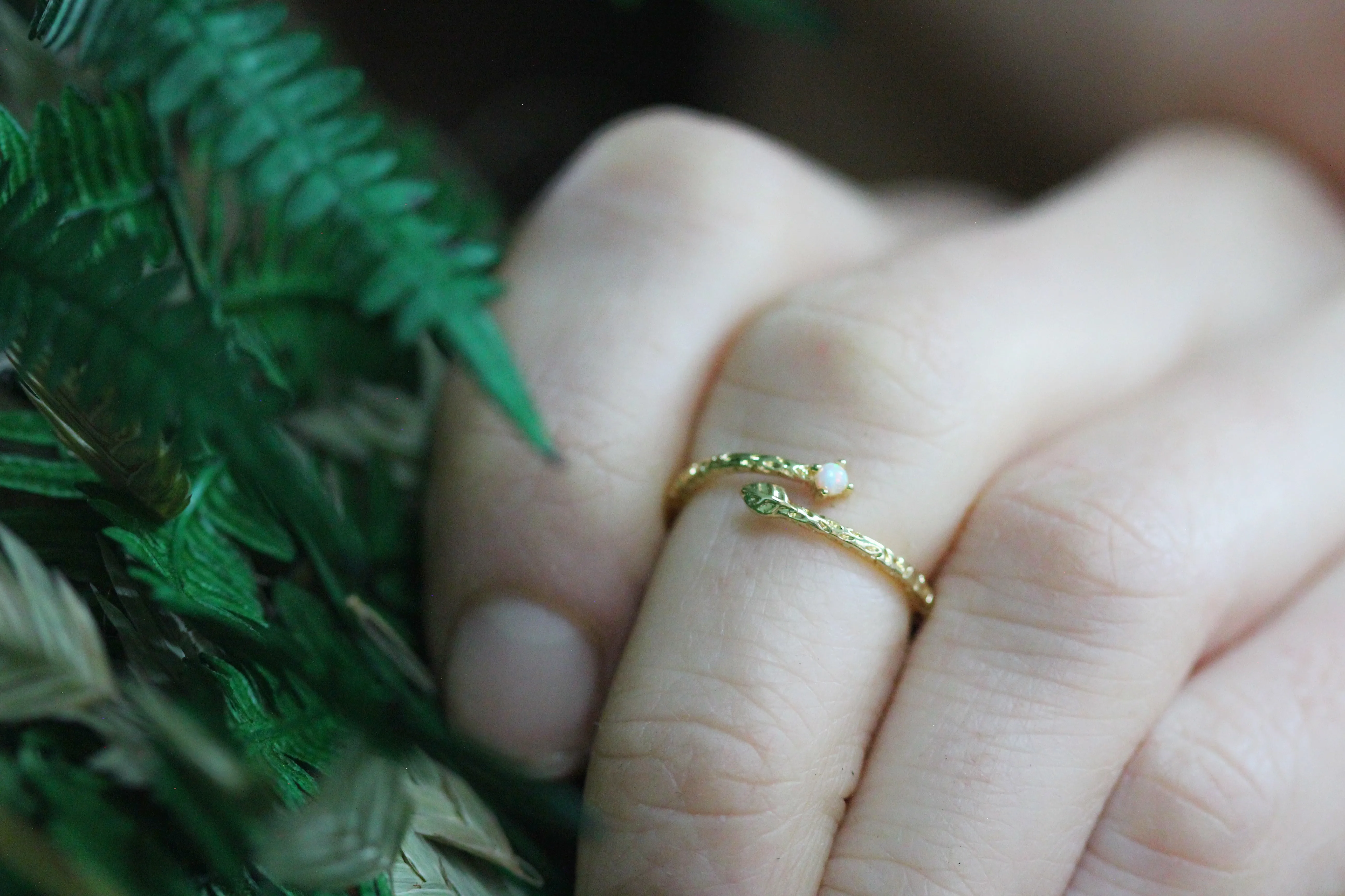 *Preorder* Tiny Leaf & Opal Ring