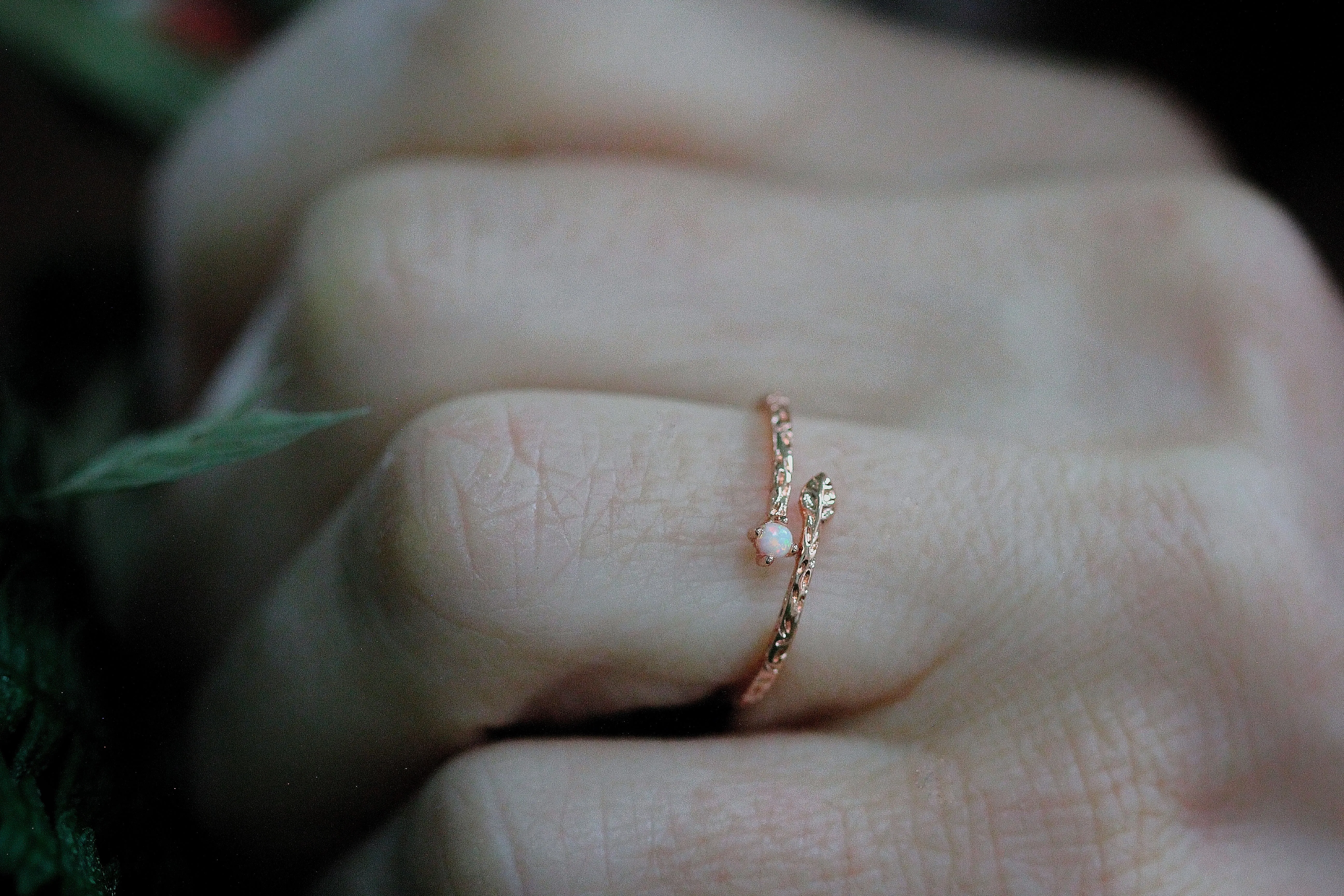 *Preorder* Tiny Leaf & Opal Ring