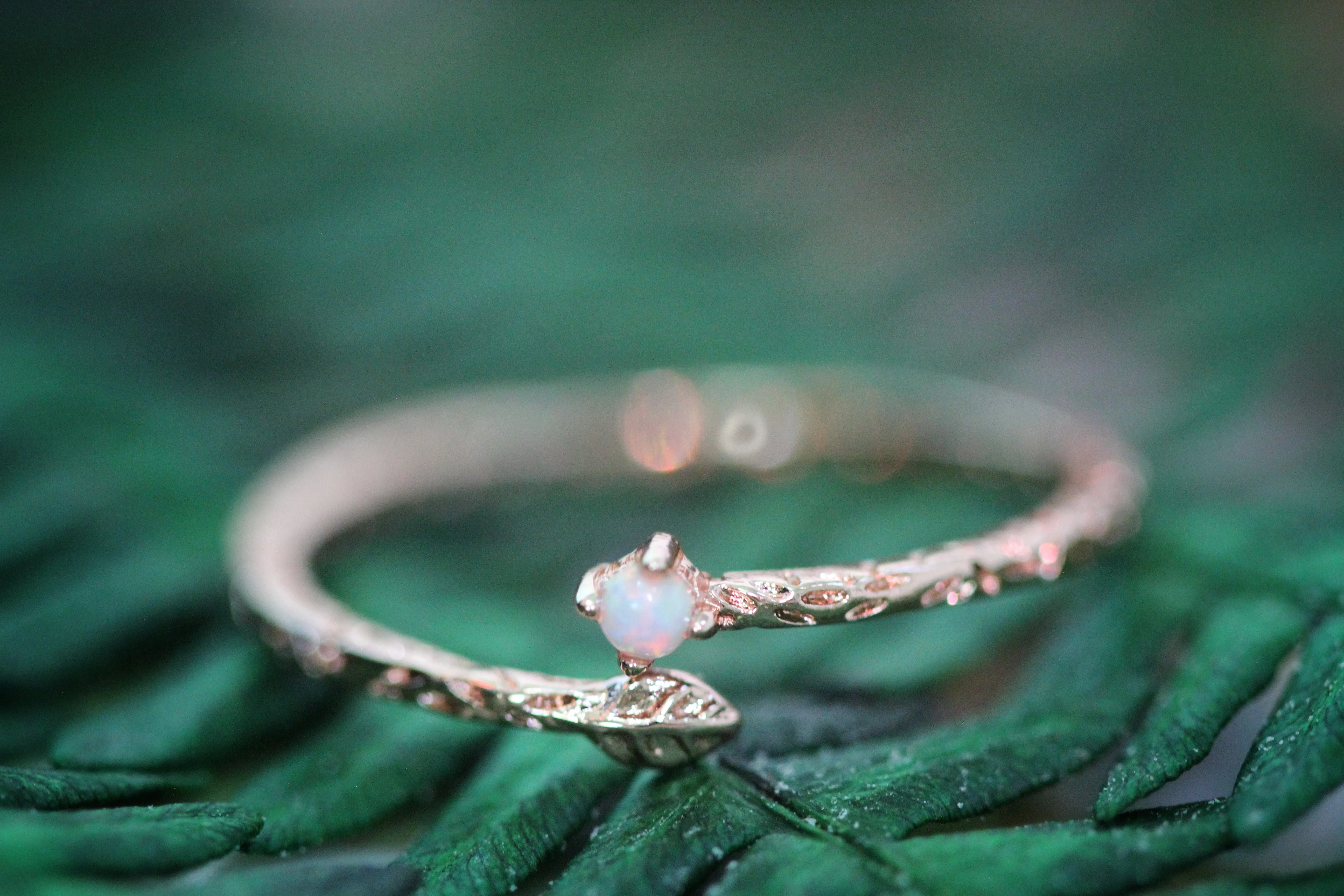 *Preorder* Tiny Leaf & Opal Ring