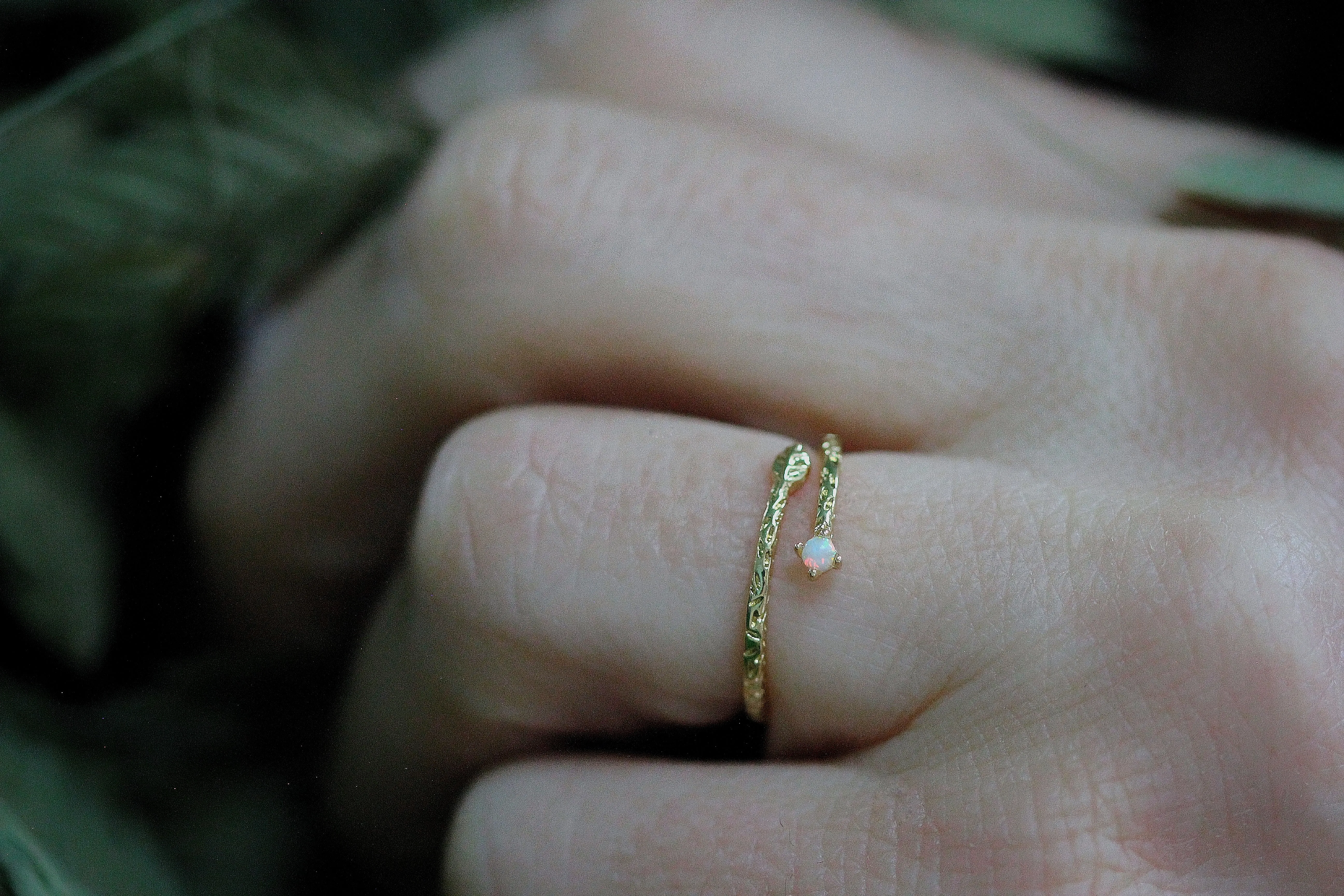 *Preorder* Tiny Leaf & Opal Ring