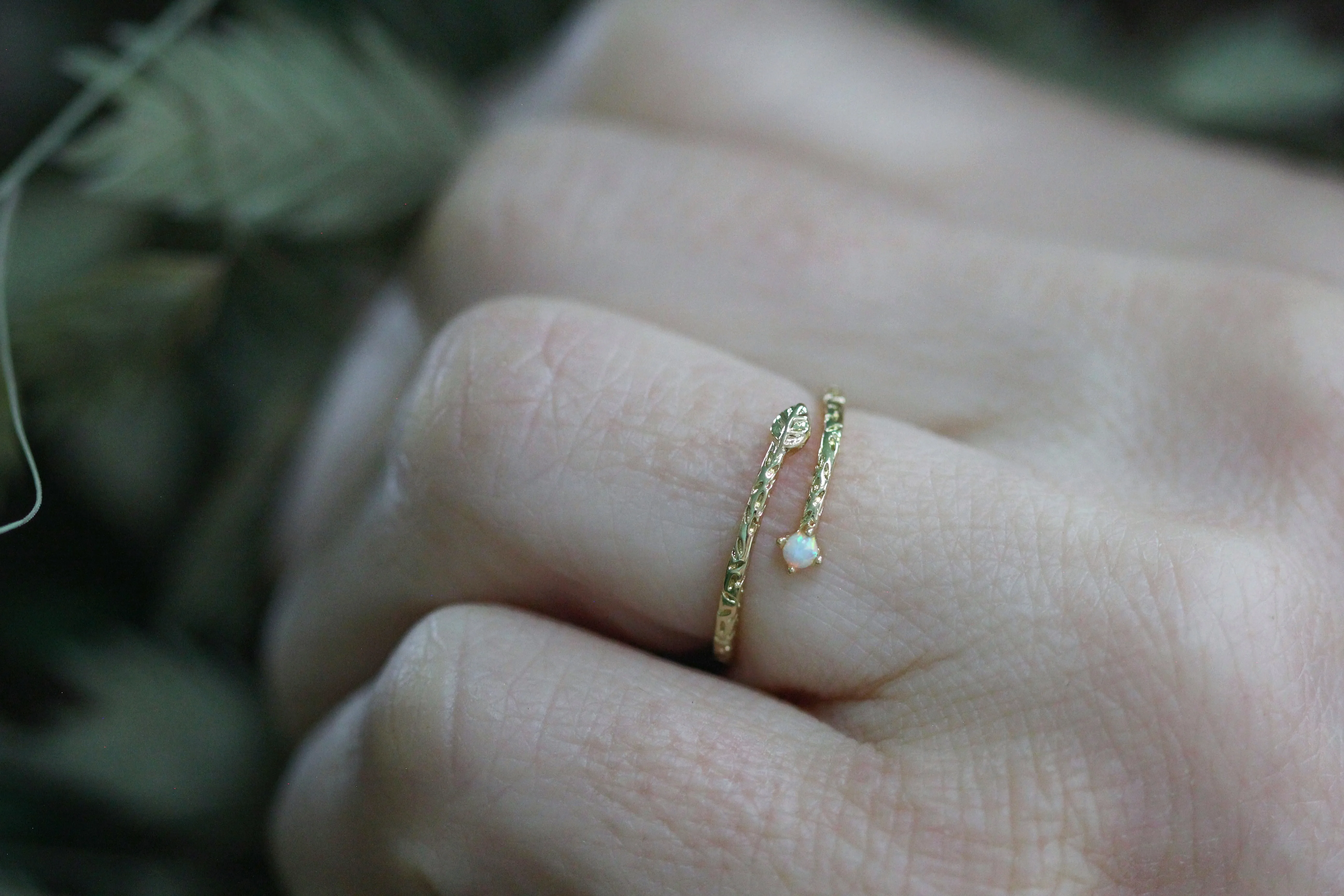 *Preorder* Tiny Leaf & Opal Ring