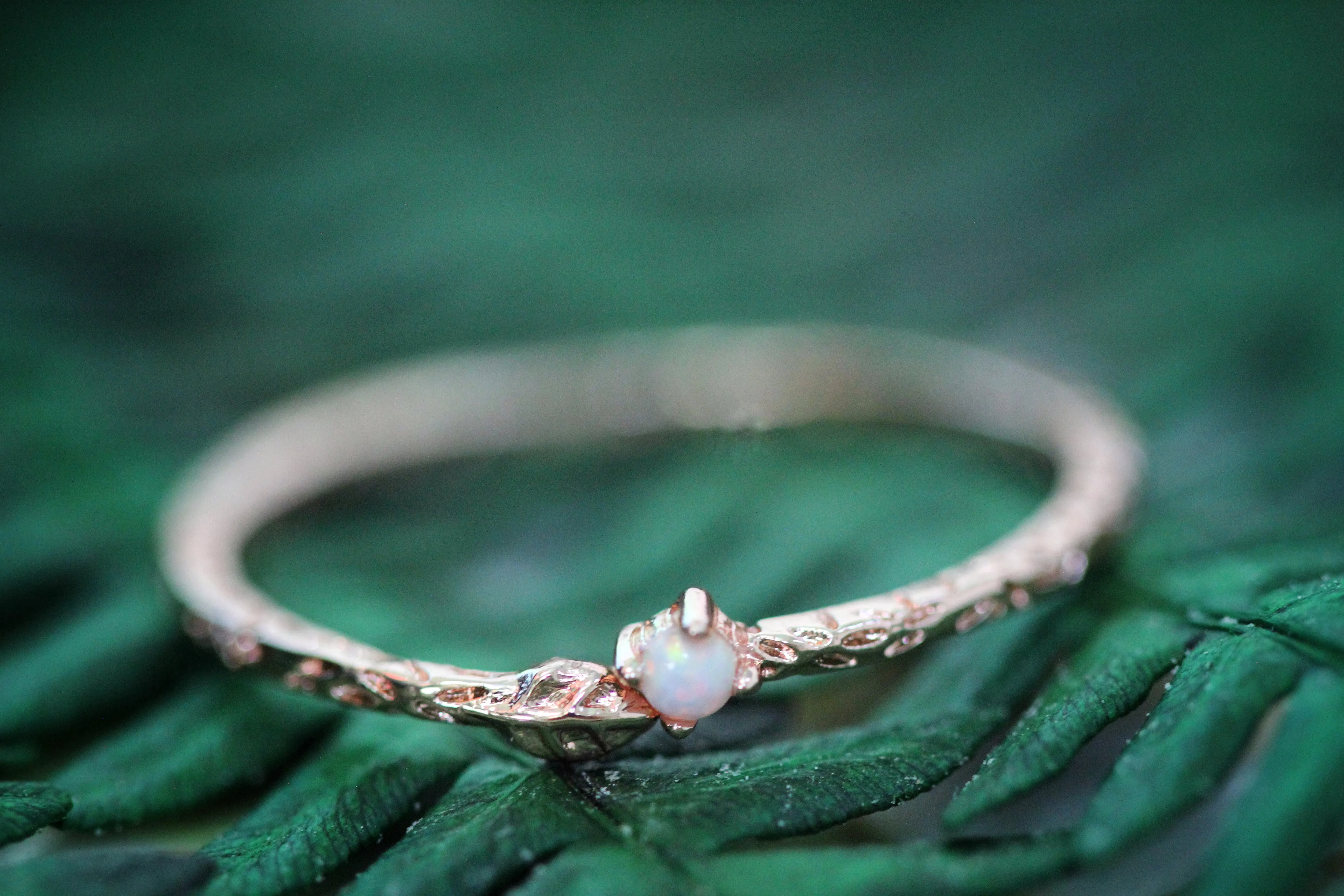 *Preorder* Tiny Leaf & Opal Ring