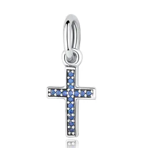 PY1132 S925 Dazzling Blue&Pink Cross Charm