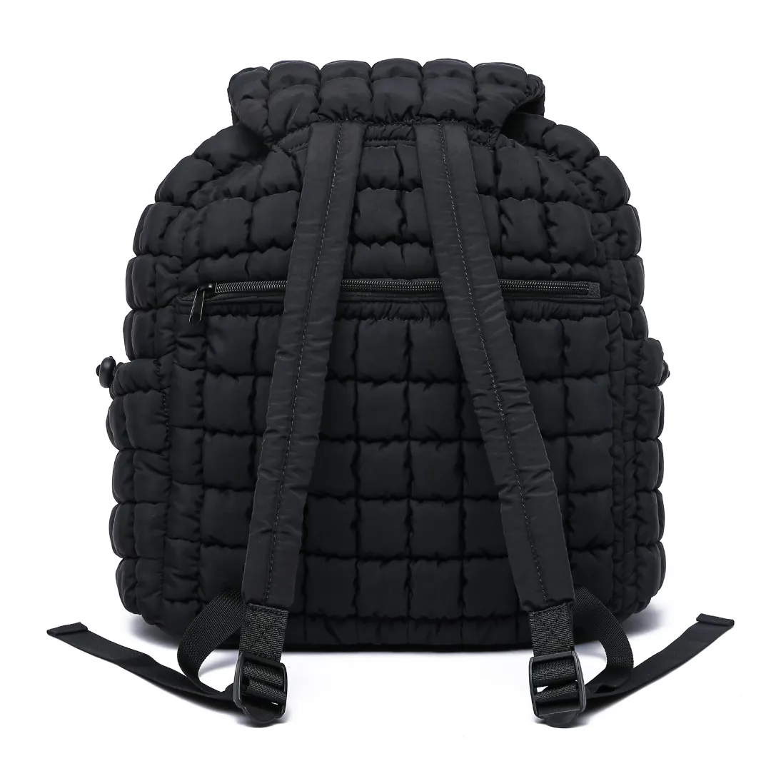 Quilted Puffer Back Pack - Black