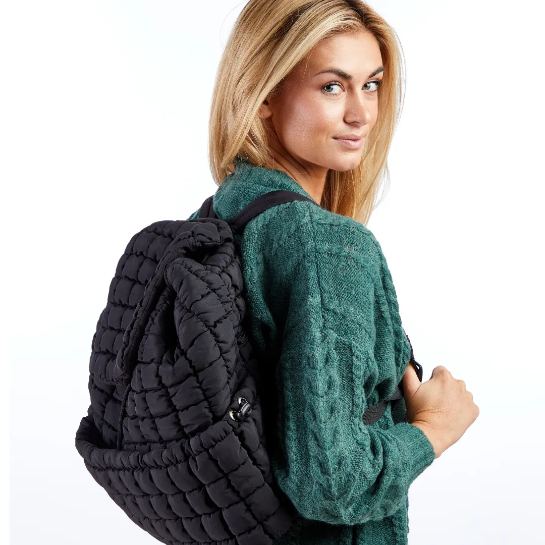 Quilted Puffer Back Pack - Black