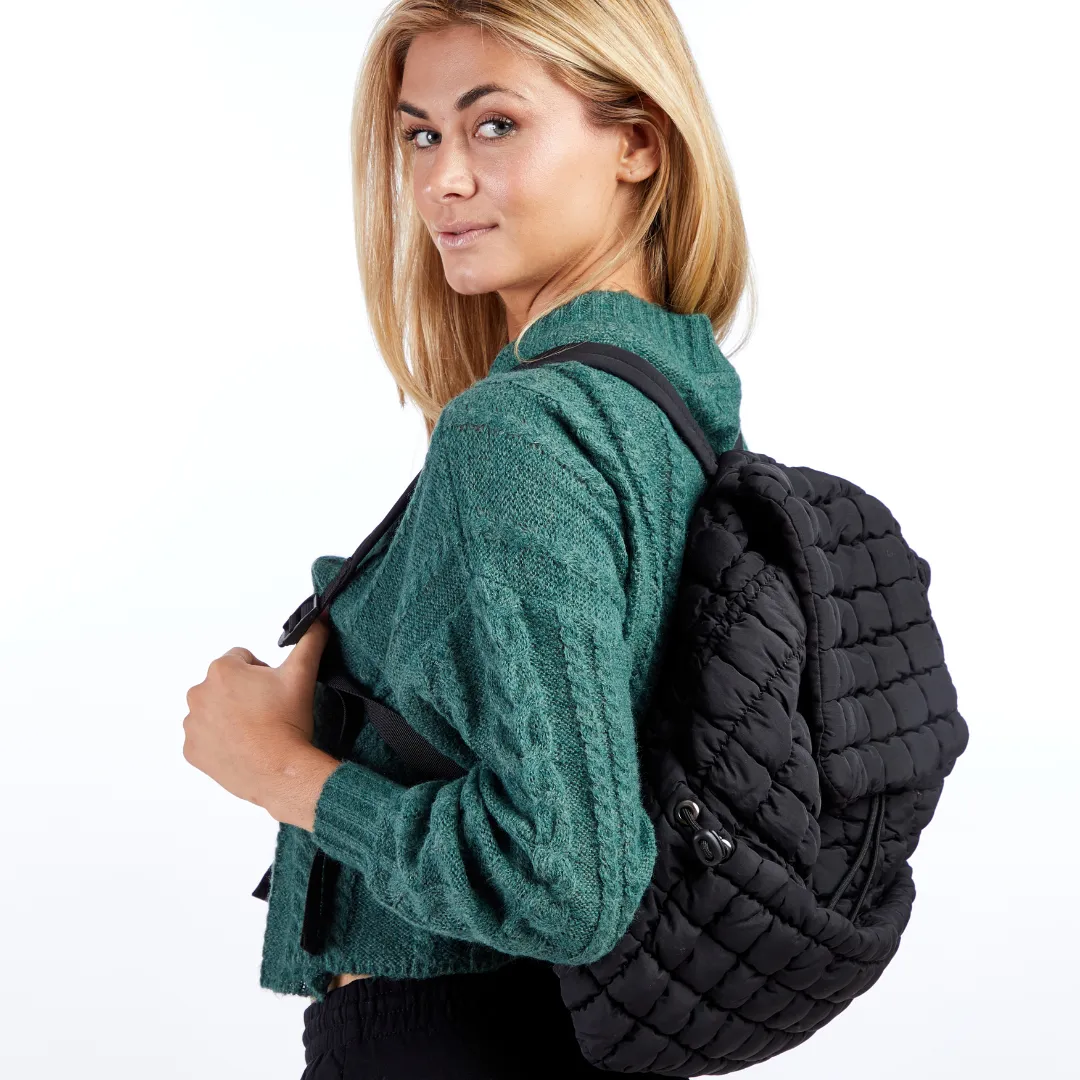 Quilted Puffer Back Pack - Black