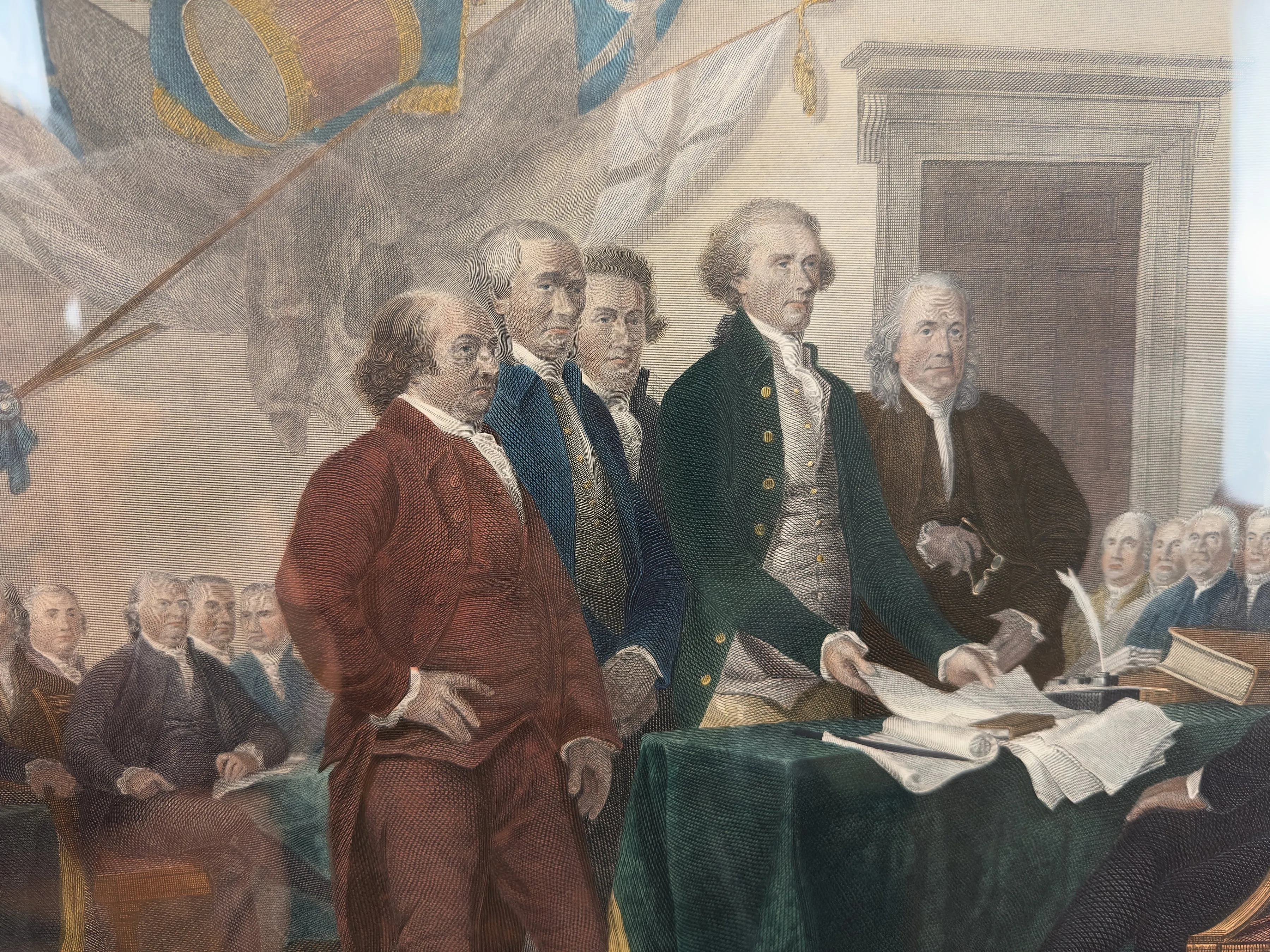 "Declaration of Independence July 4, 1776," engraved by W.L. Ormsby after John Trumbull — Framed