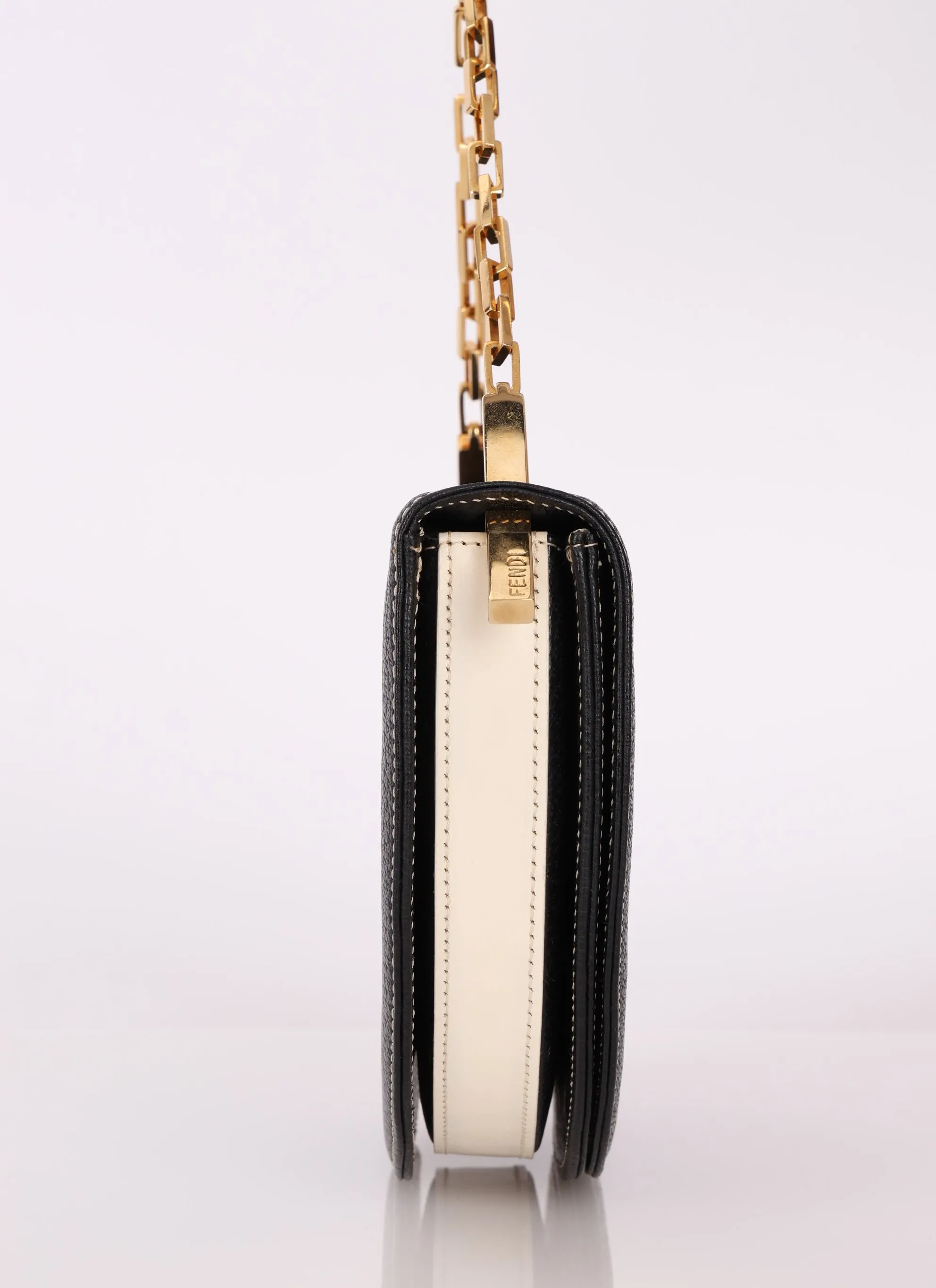 Rare Fendi Leather Two-Toned Crescent Chain Top Handle