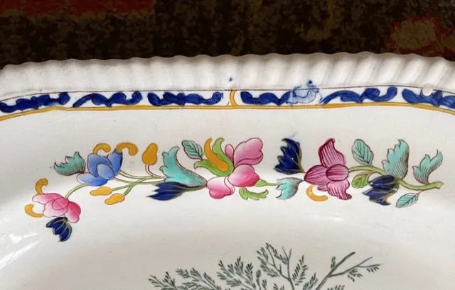 Rare! HUGE 26" Antique Copeland Spode Polychrome Transferware Turkey Platter