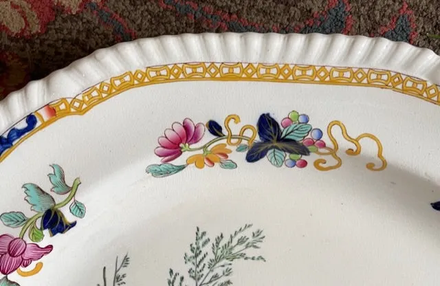 Rare! HUGE 26" Antique Copeland Spode Polychrome Transferware Turkey Platter