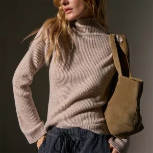 Recycled Cashmere Funnel Neck - Soft Beige