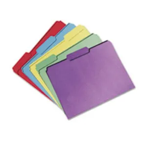 RECYCLED FOLDER, 1-3 CUT, SINGLE PLY, LETTER, ASSORTED, 100CT-BOX (5 PER PACK)