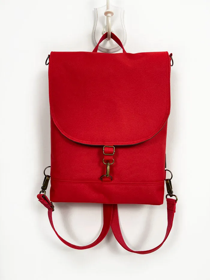 Red Multipurpose Backpack, Women's Cross Body Bag