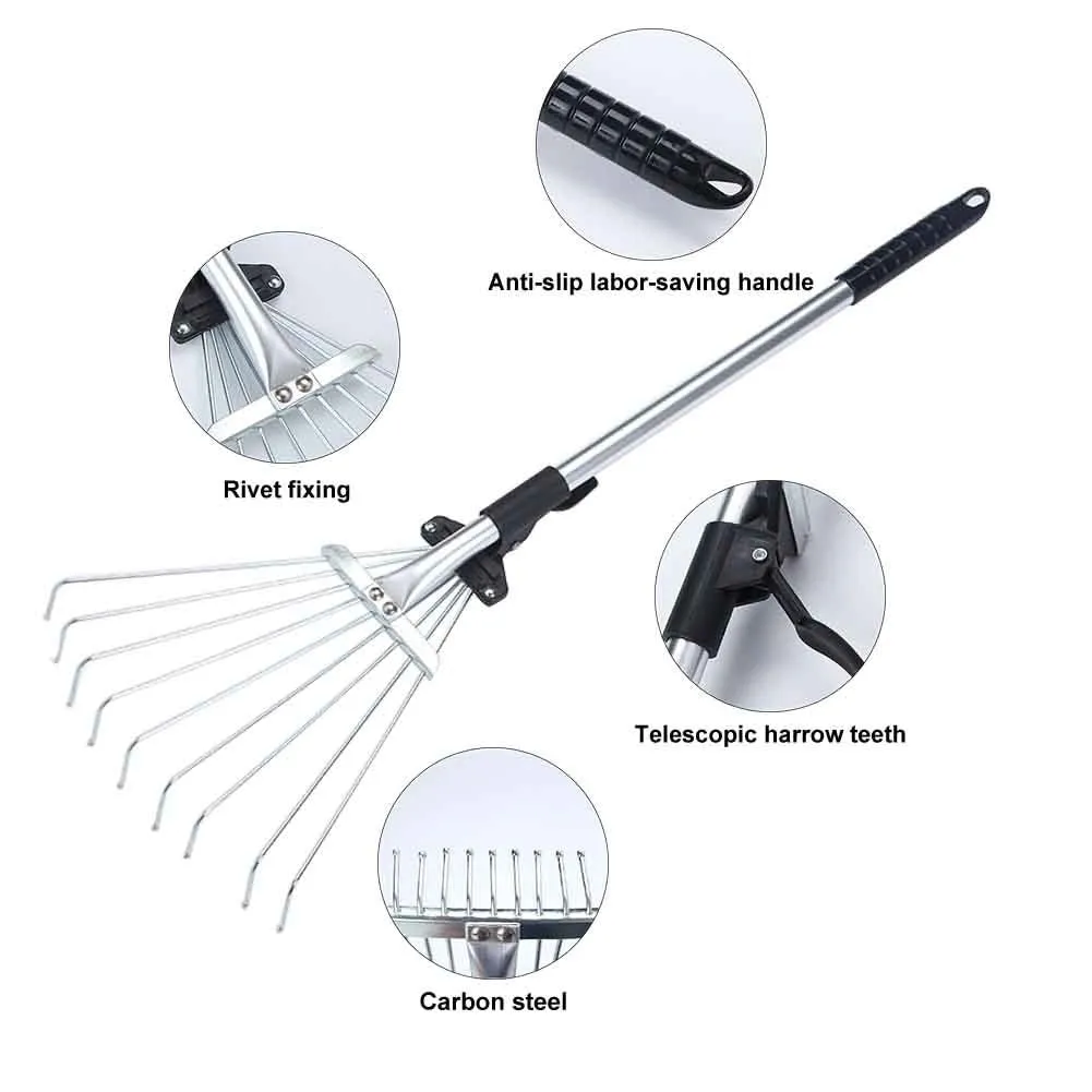 Retractable & Lightweight Mini Garden Rake