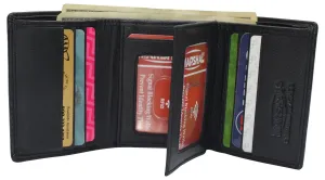 RFID Leather Trifold Wallet with 9 Card Slots 2 Note Pocket & 2 ID Windows