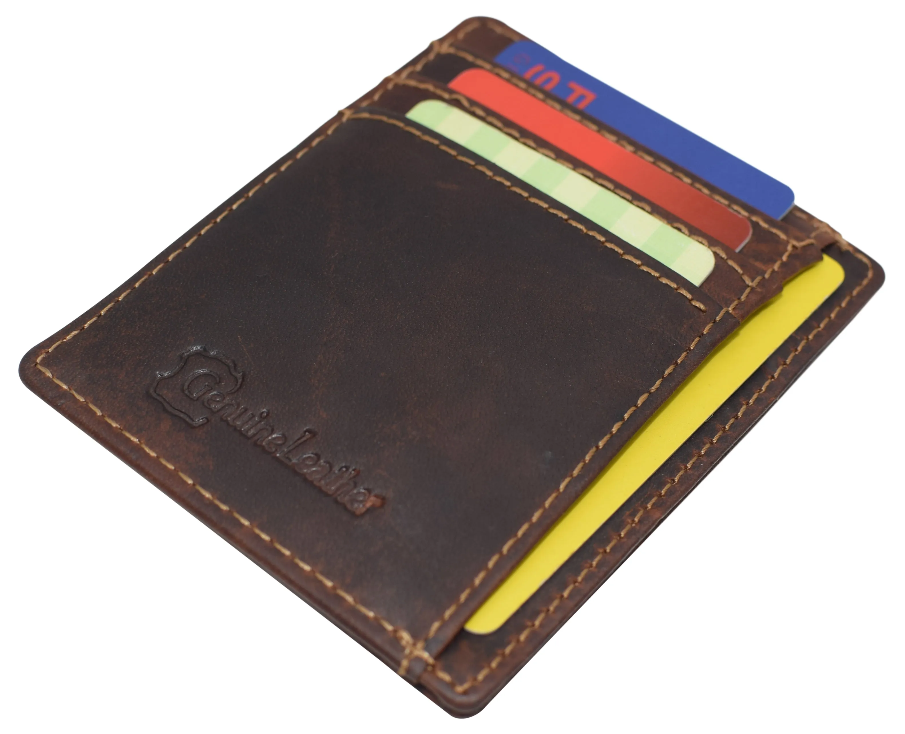 RFID Vintage Leather Front Pocket Wallet Slim Minimalist Secure Thin Credit Card Holder