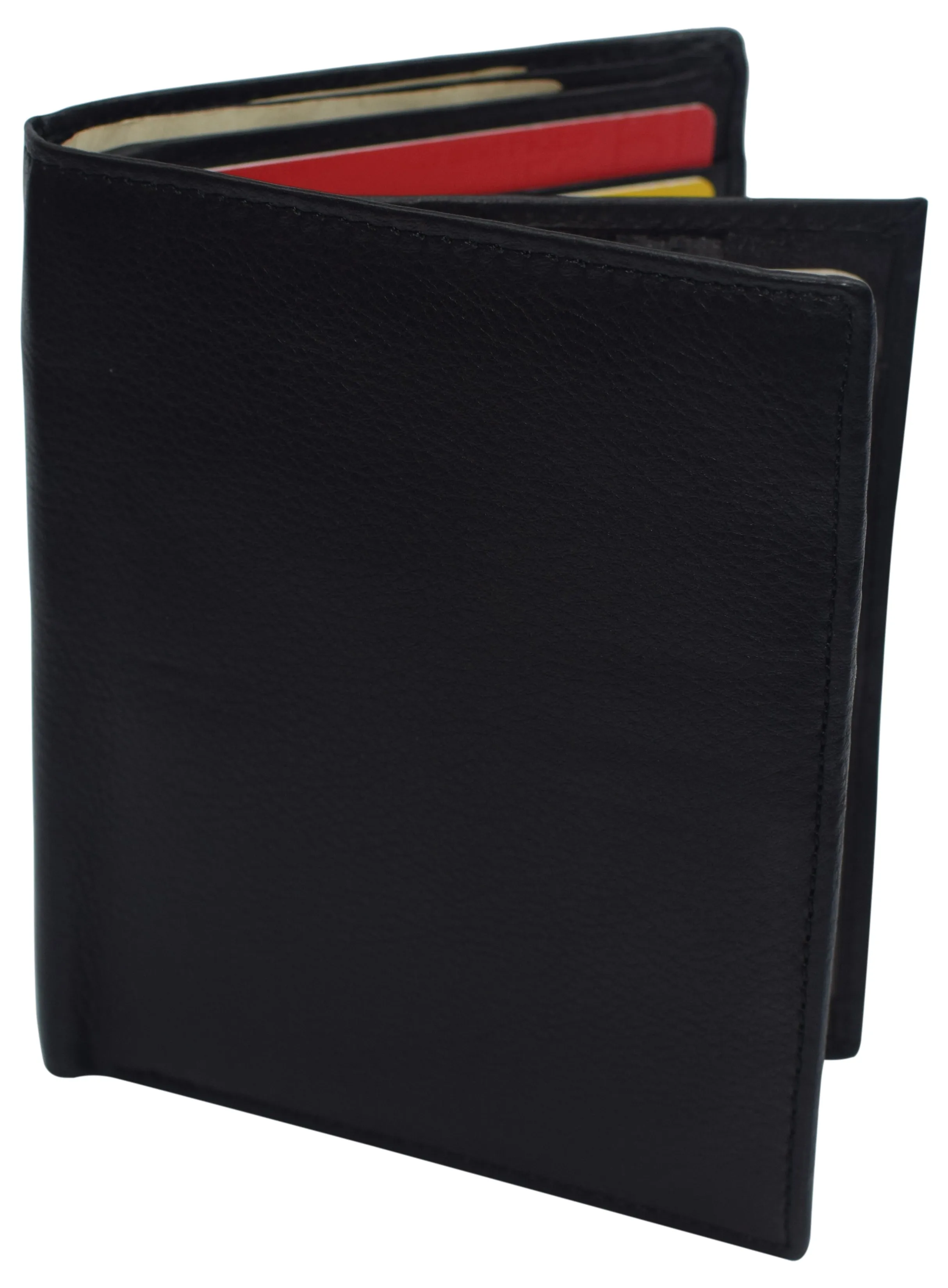 RFIDCN5502 Napa Leather Hipster Bifold Wallet for Men With ID Window and RFID Blocking