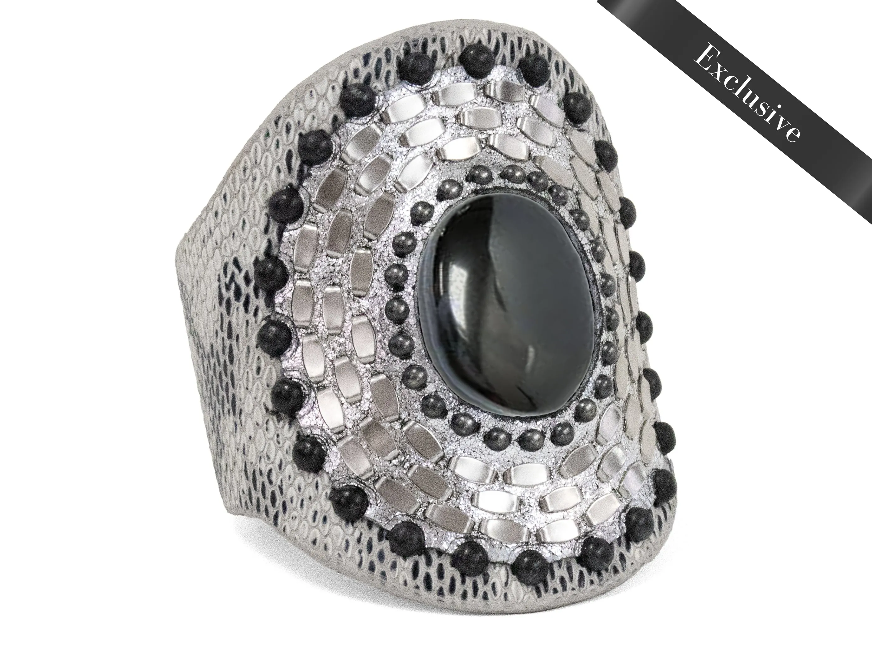 Rocal Semi-precious Hematite Stone Cuff