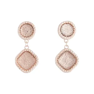 Rose Gold Circle Square Jelly Jewel Earring