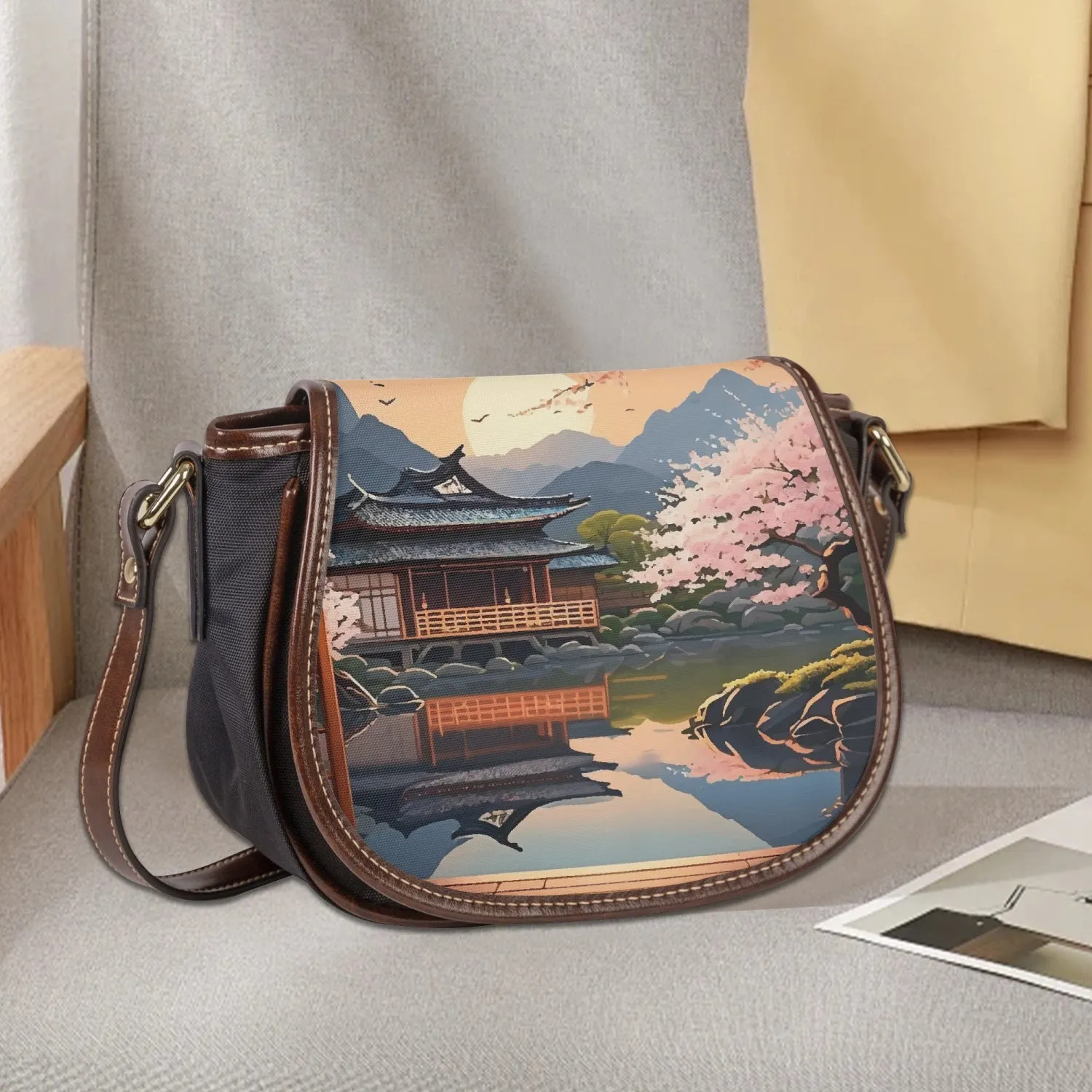 Sac selle à rabat "Paysage japonais" (346)