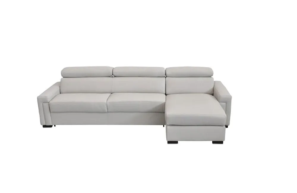 Sacha Modern Leather Reversible Sofa Bed Sectional Light Gray