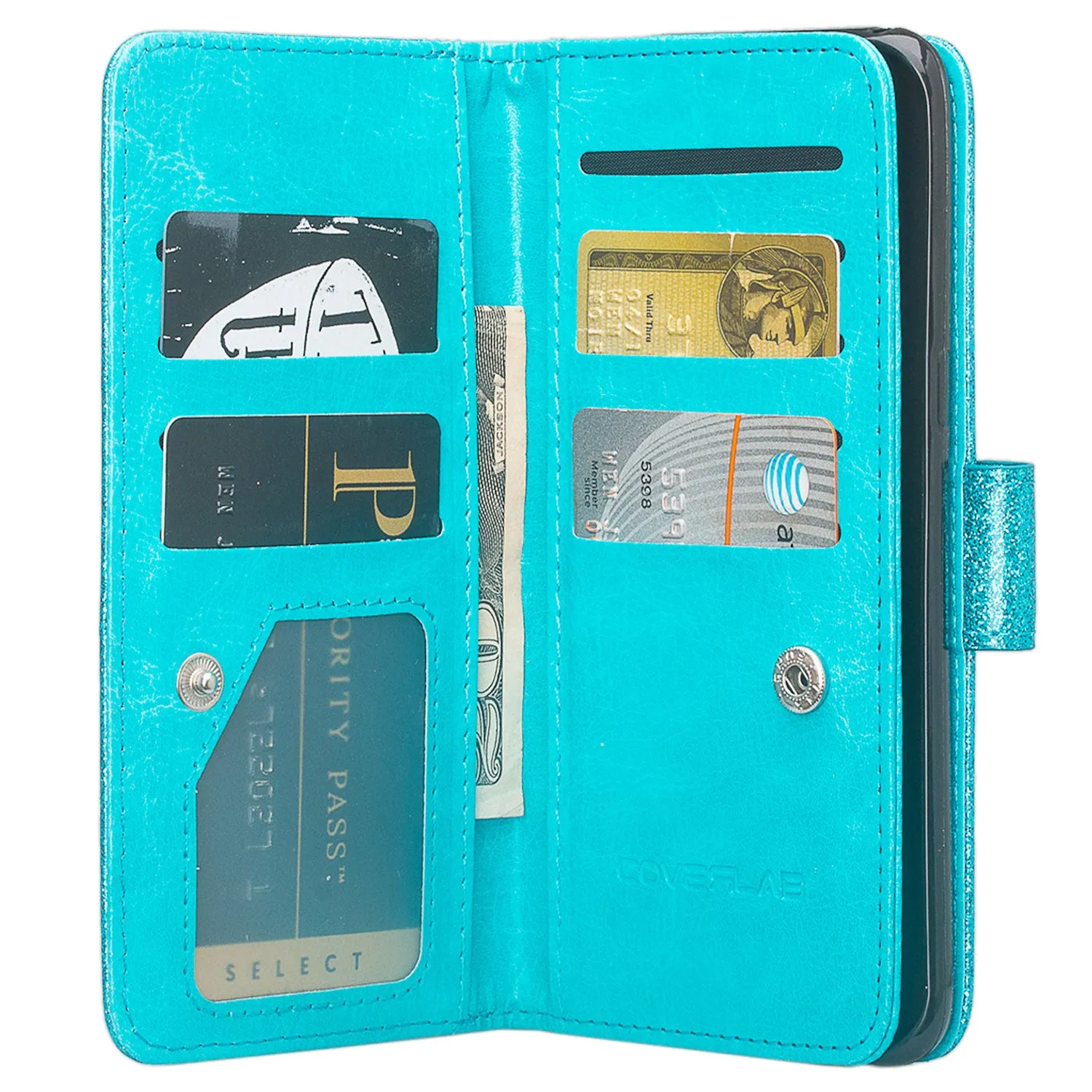 Samsung Galaxy Note 8 Case, Galaxy Note 8 Case, [Wrist Strap] Glitter Faux Leather Flip [Kickstand Feature] Protective Wallet Case Clutch - Teal