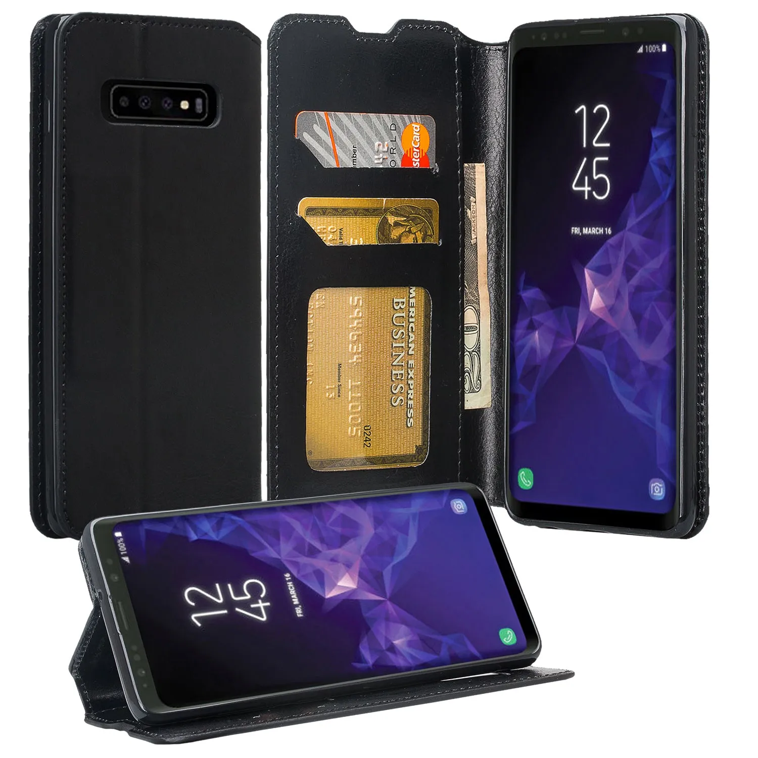 Samsung Galaxy S10 Plus Case, Galaxy S10  Wallet Case, Pu Leather Wallet Case [Kickstand] with ID & Credit Card Slots for Galaxy S10/Galaxy S10  - Black