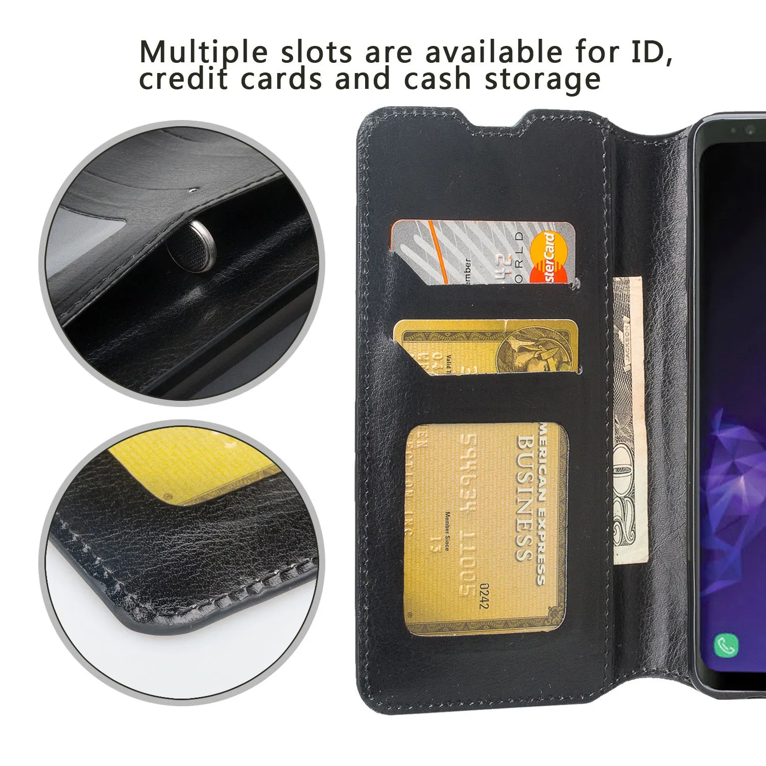 Samsung Galaxy S10 Plus Case, Galaxy S10  Wallet Case, Pu Leather Wallet Case [Kickstand] with ID & Credit Card Slots for Galaxy S10/Galaxy S10  - Black