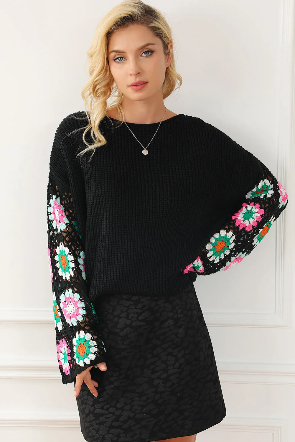 scarlett crochet sleeve sweater