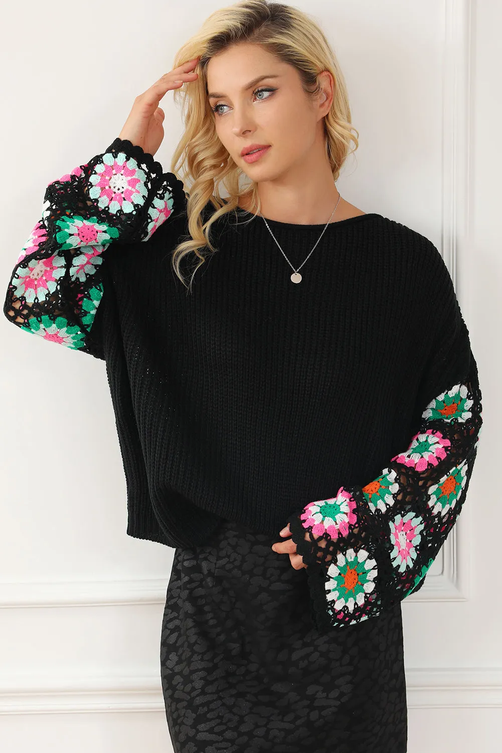 scarlett crochet sleeve sweater