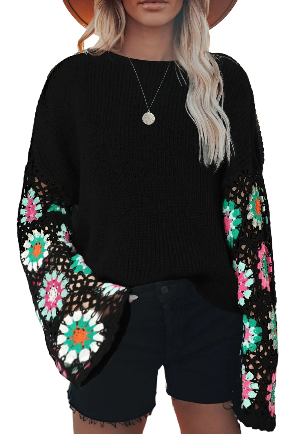 scarlett crochet sleeve sweater