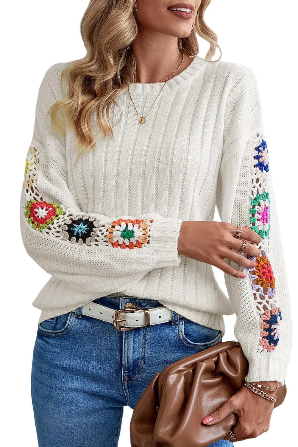 scarlett crochet sleeve sweater