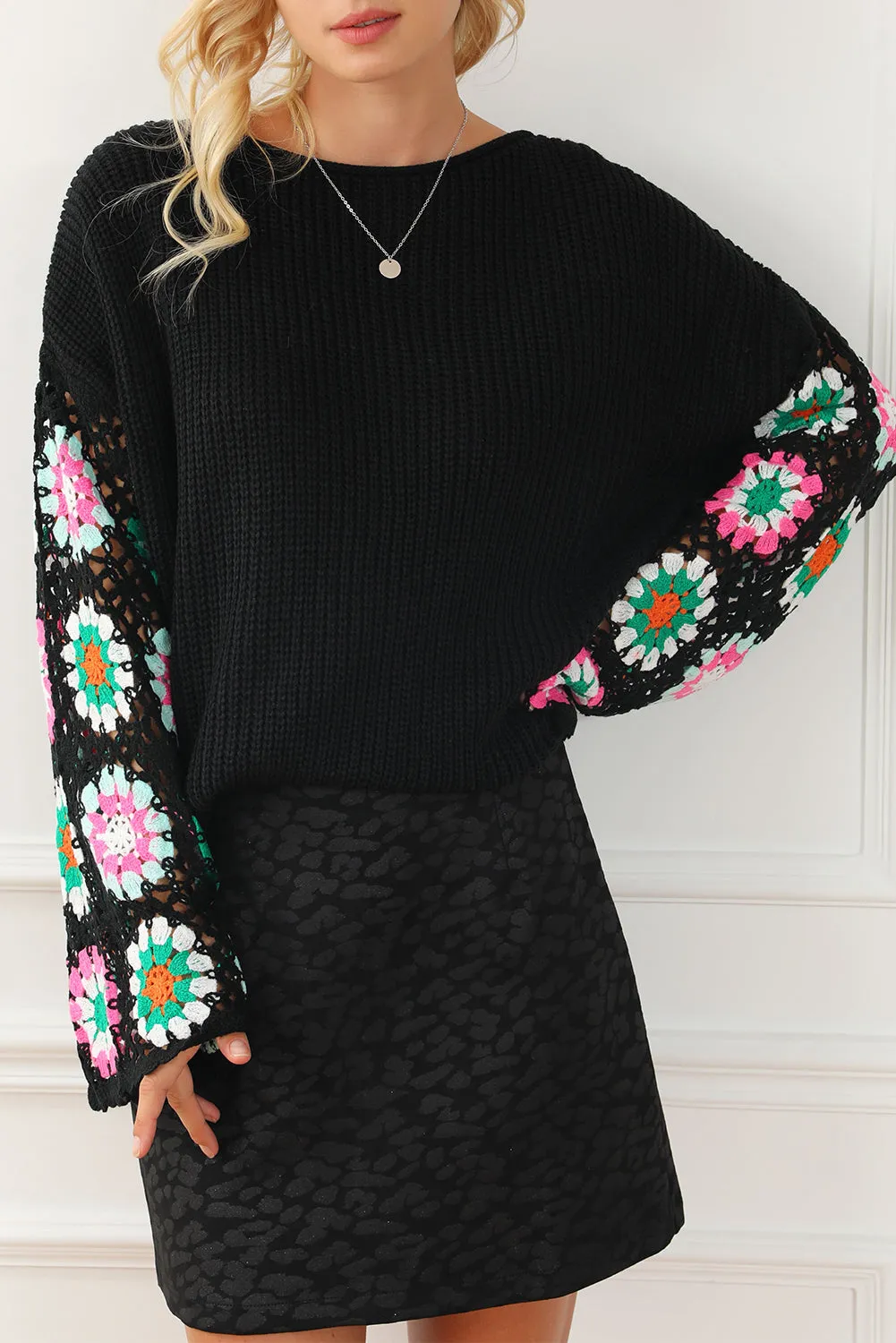 scarlett crochet sleeve sweater