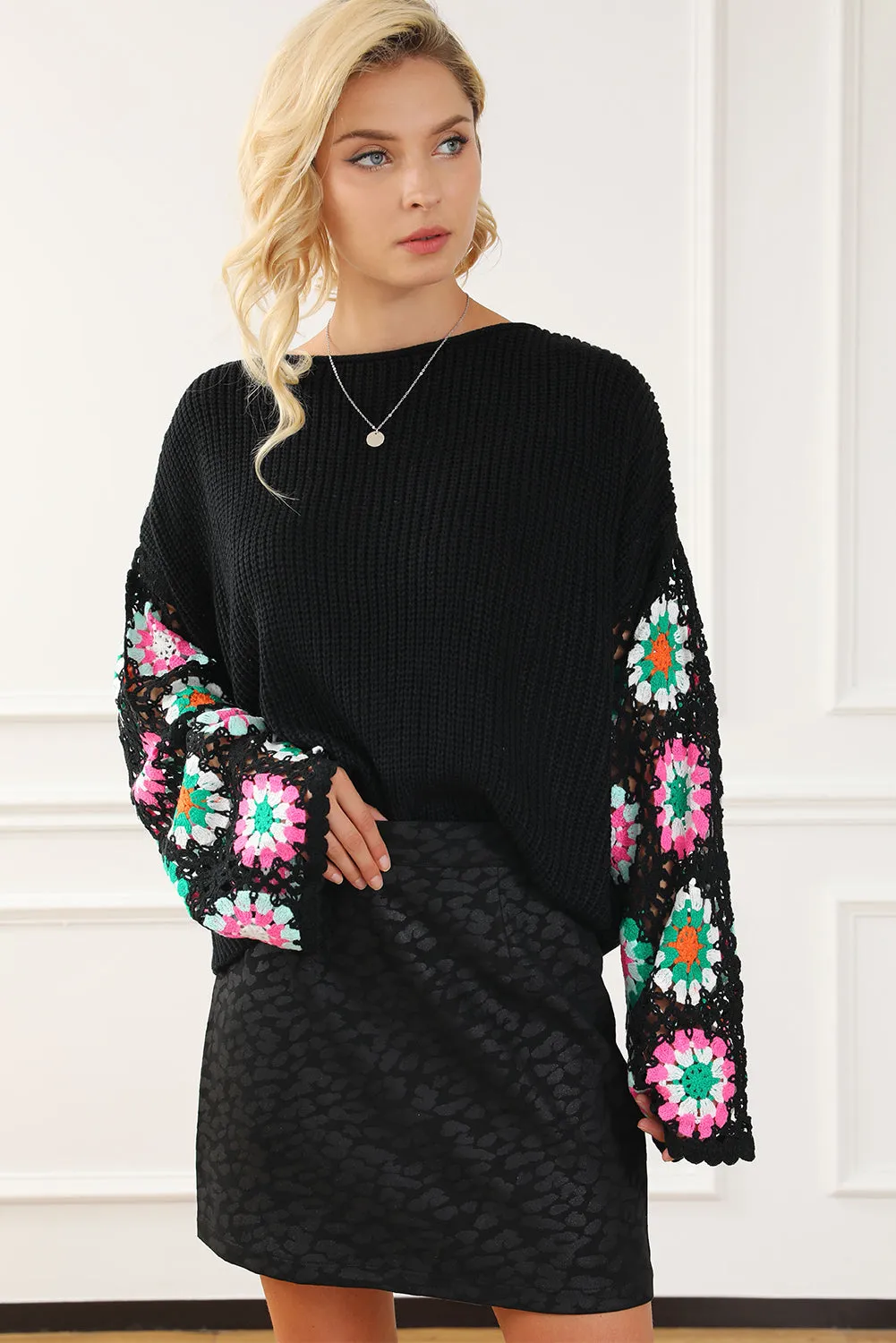 scarlett crochet sleeve sweater