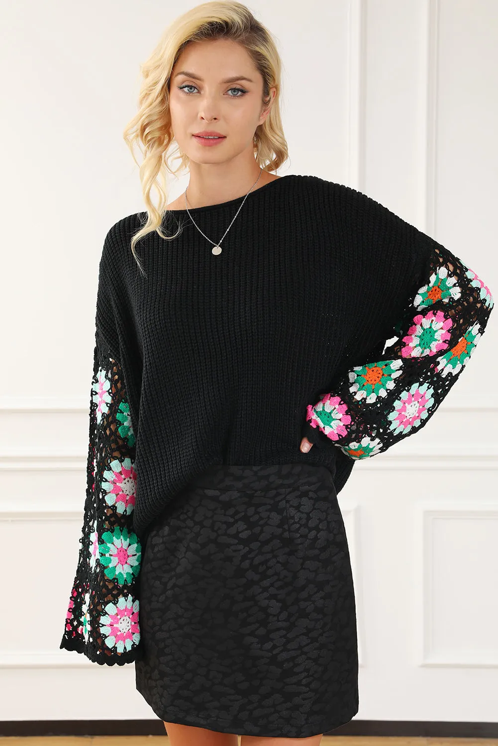 scarlett crochet sleeve sweater