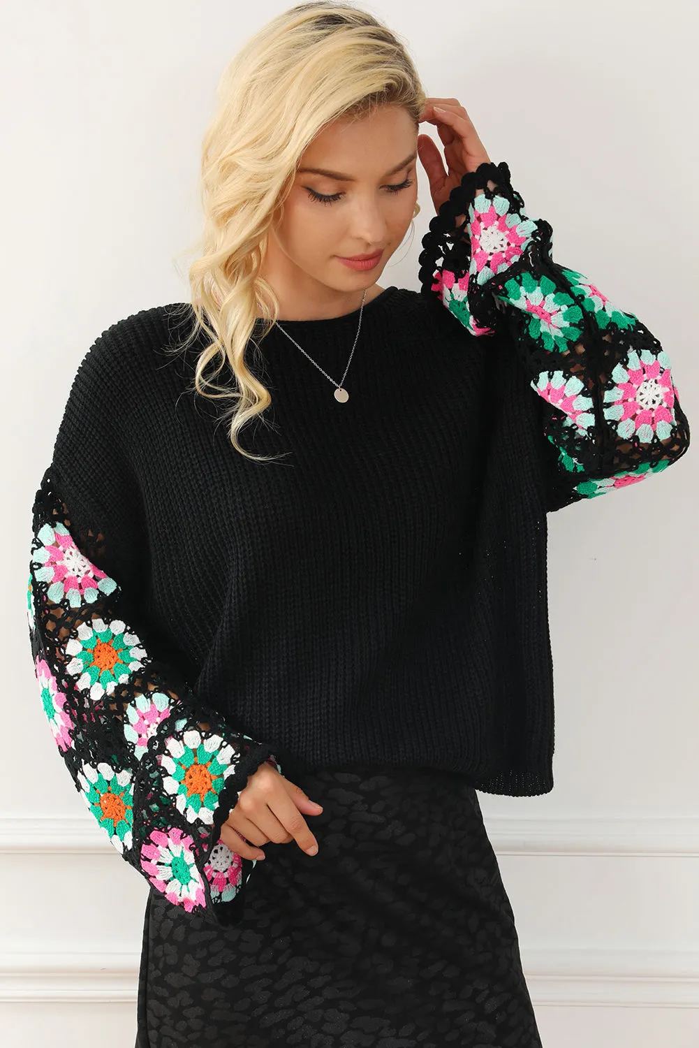 scarlett crochet sleeve sweater