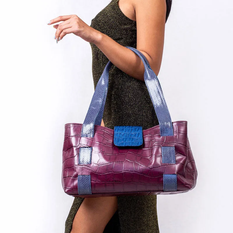 SERPENTINE SHOULDER TOTE BAG | GRAPE