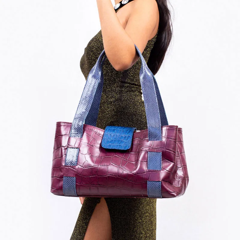 SERPENTINE SHOULDER TOTE BAG | GRAPE