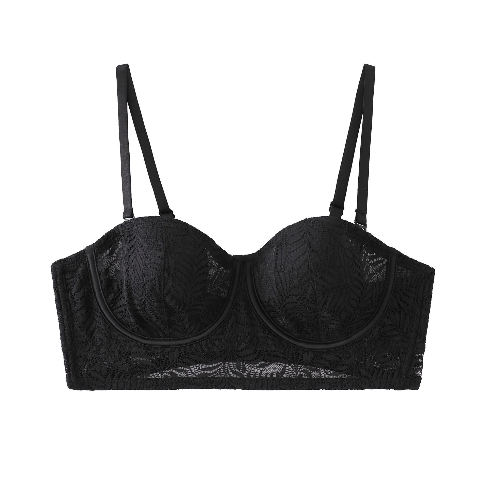 Sexy lace thin bunny ear cup underwear for women with big breasts and small French soft steel ring gathered breast-collecting bra