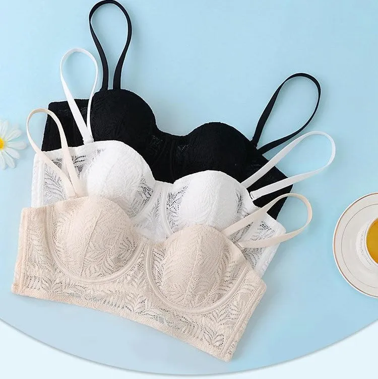 Sexy lace thin bunny ear cup underwear for women with big breasts and small French soft steel ring gathered breast-collecting bra