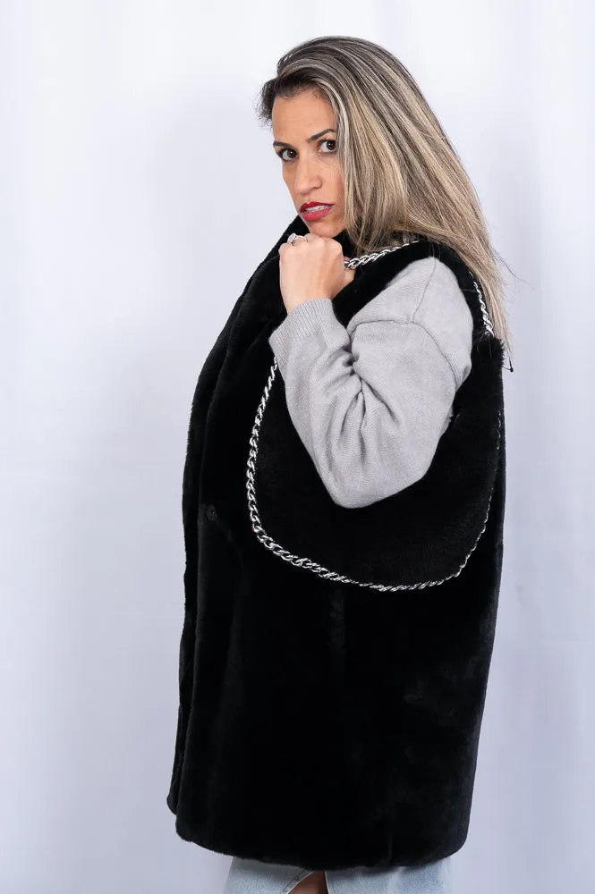 Shearling chain bag | EBONY CHAIN BAG