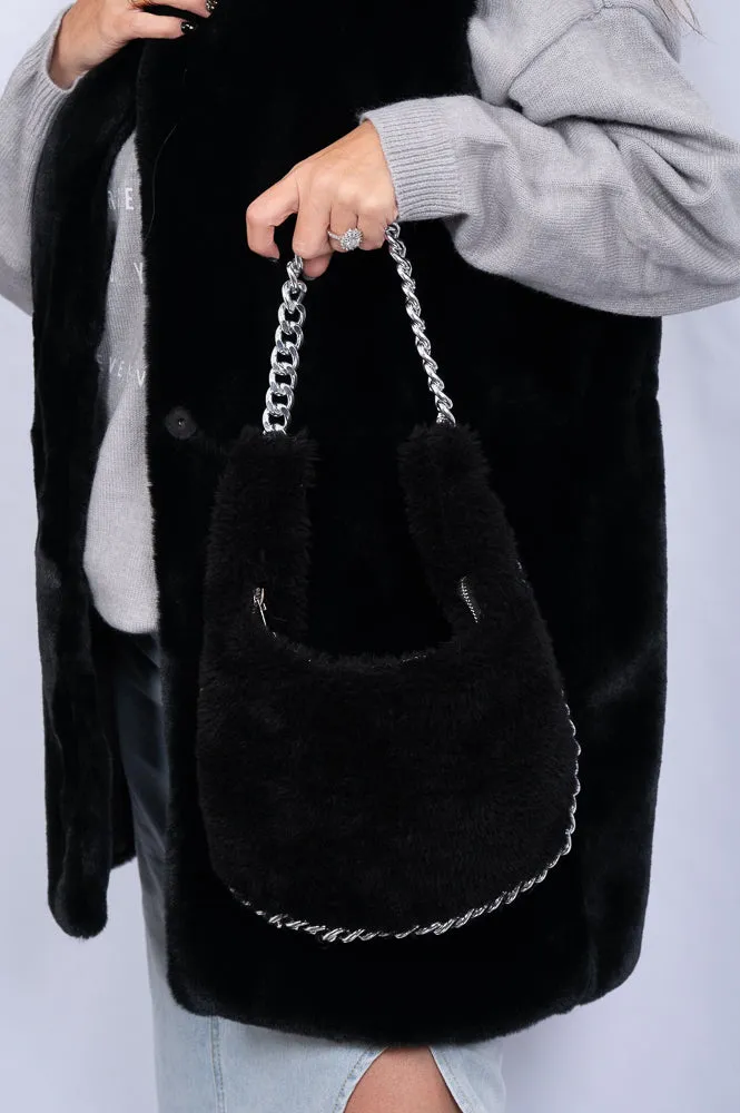 Shearling chain bag | EBONY CHAIN BAG